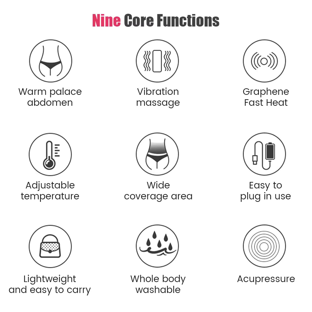Heating Massage Belt for Menstrual Cramp & Period Pain Relief — Wearable Heat Therapy with Vibration