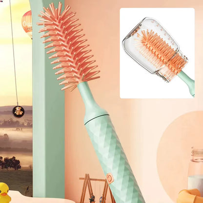 3/4Pcs/Set Electric Silicone Bottle Brush 360° Rotating Baby Pacifier Cup Cleaning Brush Long Handle Kitchen Cleaning Brushes