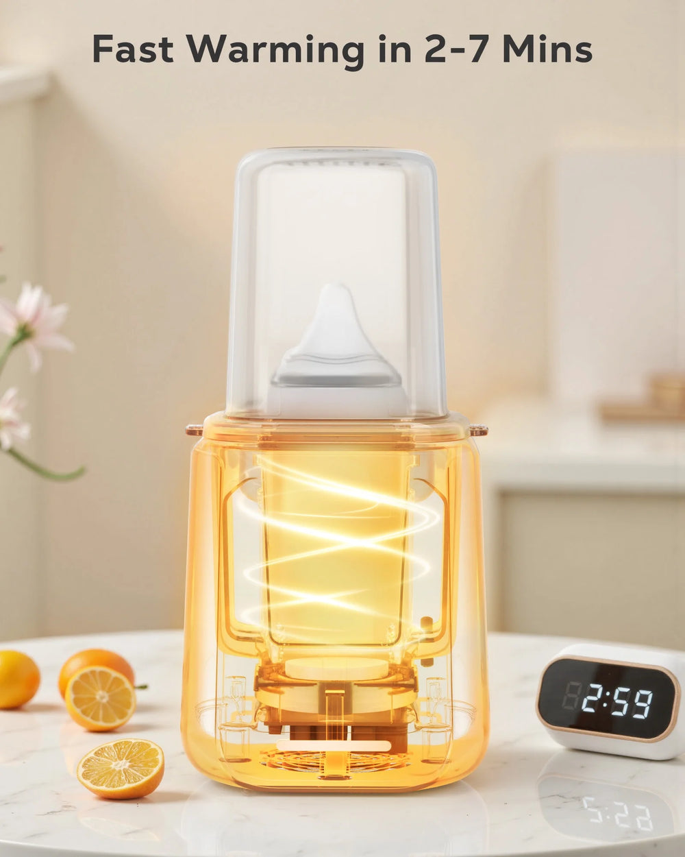 Bottle Warmer, 8 in 1 Fast Baby Milk Portable Warmer with Timer and Temperature Control for Breastmilk or Formula, with Defrost, Sterilizer, Keep, Heat Food, White