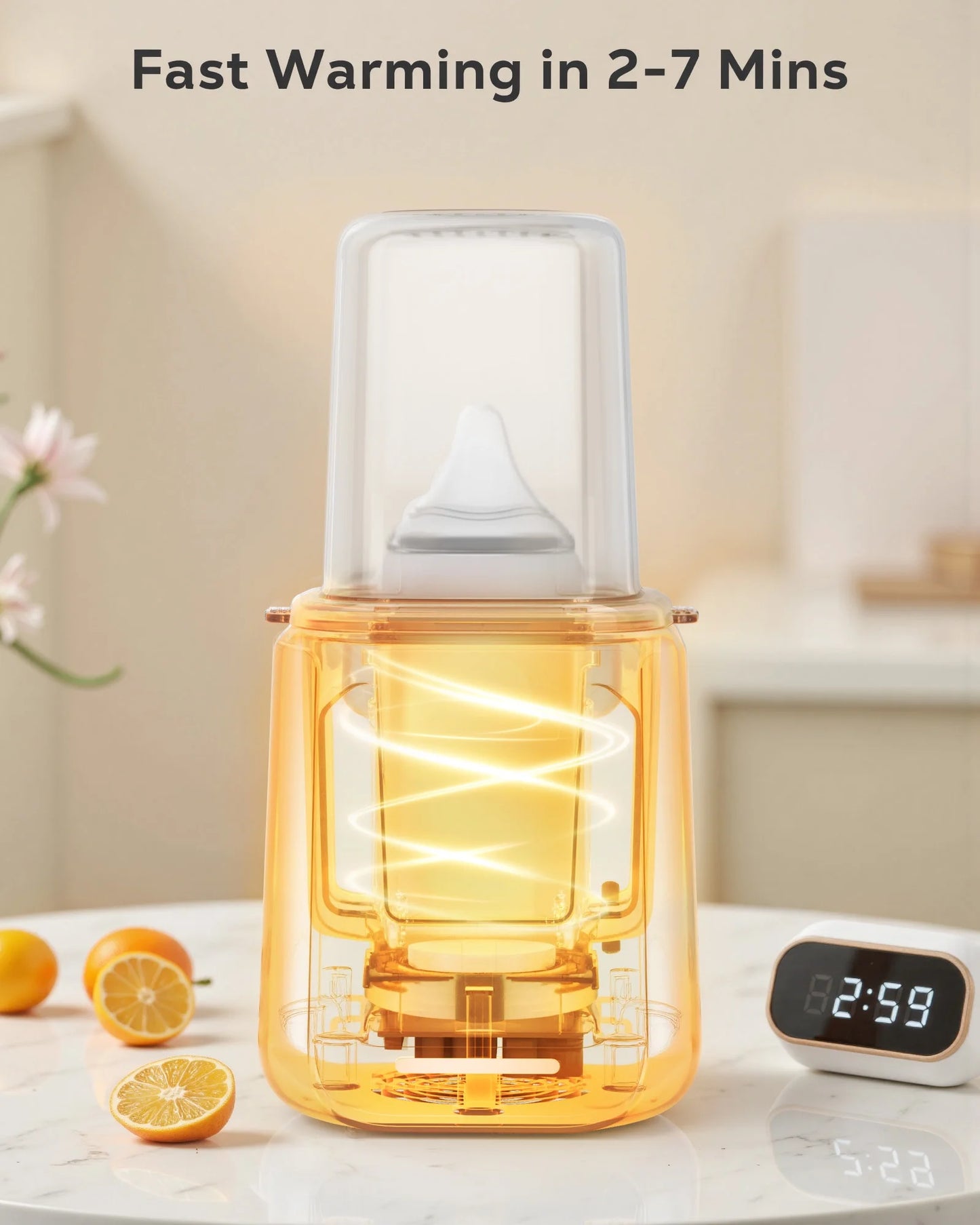 Bottle Warmer, 8 in 1 Fast Baby Milk Portable Warmer with Timer and Temperature Control for Breastmilk or Formula, with Defrost, Sterilizer, Keep, Heat Food, White