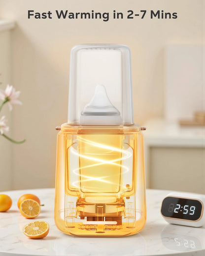 Bottle Warmer, 8 in 1 Fast Baby Milk Portable Warmer with Timer and Temperature Control for Breastmilk or Formula, with Defrost, Sterilizer, Keep, Heat Food, White