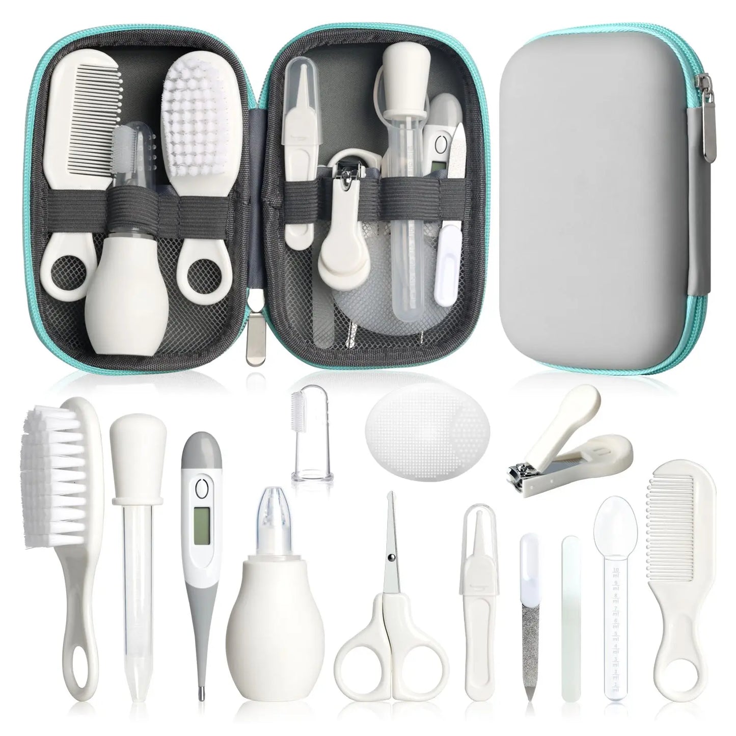 Baby Healthcare and Grooming Kit for Newborn Kids, 24PCS Upgraded Safety Baby Care Kit, Newborn Nursery Health Care Set, Baby Care Product (Grey White)