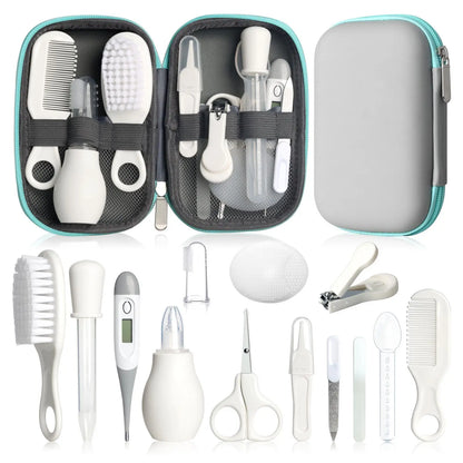 Baby Healthcare and Grooming Kit for Newborn Kids, 24PCS Upgraded Safety Baby Care Kit, Newborn Nursery Health Care Set, Baby Care Product (Grey White)