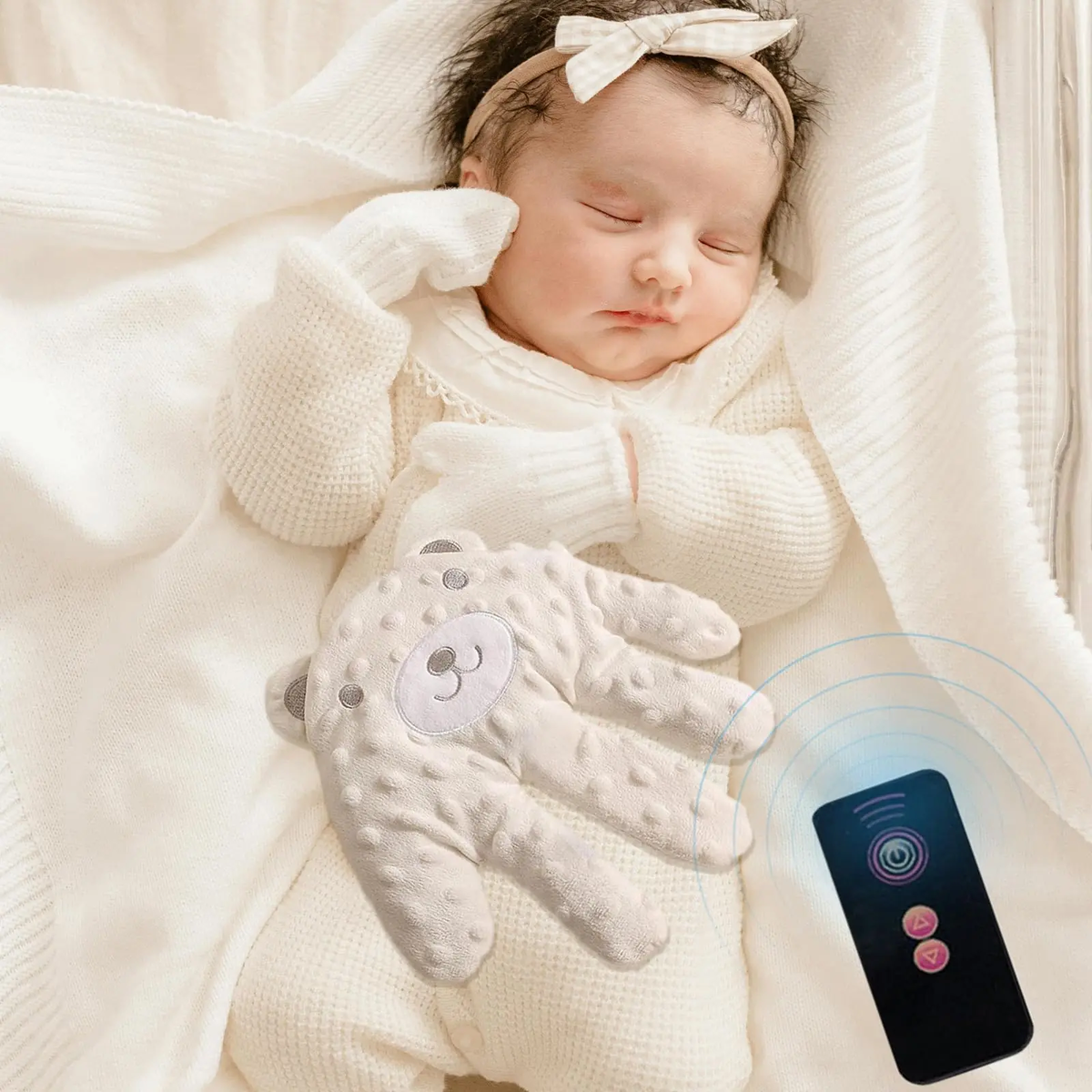 Baby Soothing Palm, Baby Patter for Sleep, Baby Startle Prevention Hand Glove Electric Baby Hand Pillow Red Bean Filling Cute Baby Soothing Palm for Newborns Baby Girls Boys (Pink Rabbit)