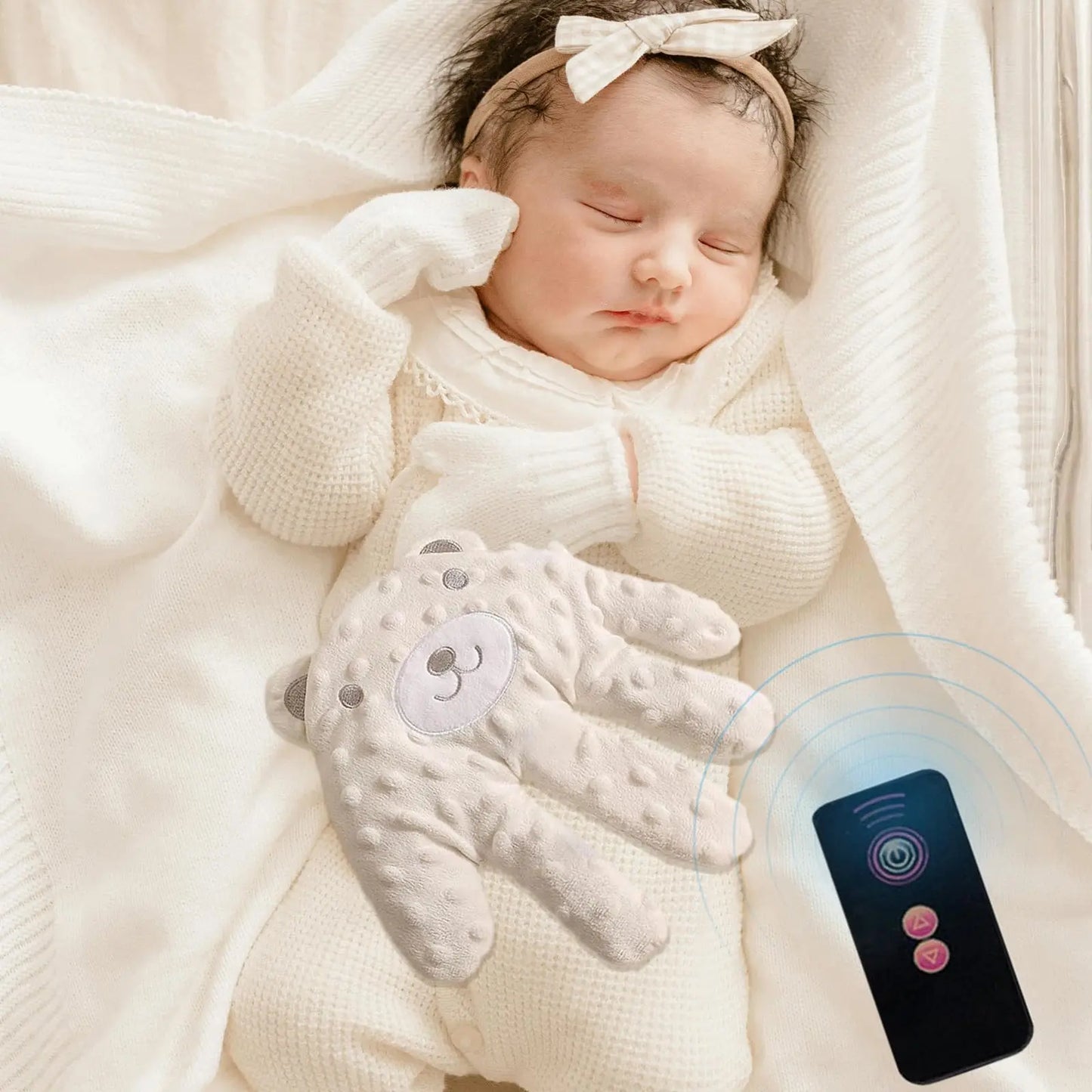 Baby Soothing Palm, Baby Patter for Sleep, Baby Startle Prevention Hand Glove Electric Baby Hand Pillow Red Bean Filling Cute Baby Soothing Palm for Newborns Baby Girls Boys (Pink Rabbit)