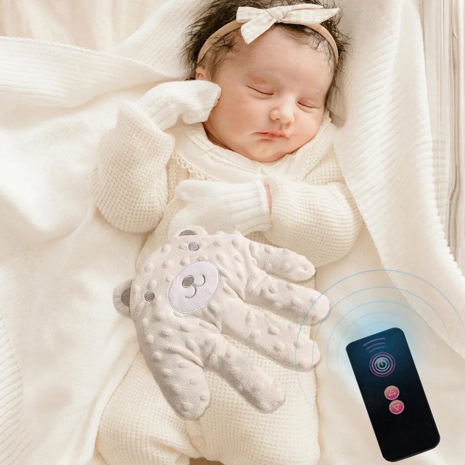 Baby Soothing Palm, Baby Patter for Sleep, Baby Startle Prevention Hand Glove Electric Baby Hand Pillow Red Bean Filling Cute Baby Soothing Palm for Newborns Baby Girls Boys (Pink Rabbit)