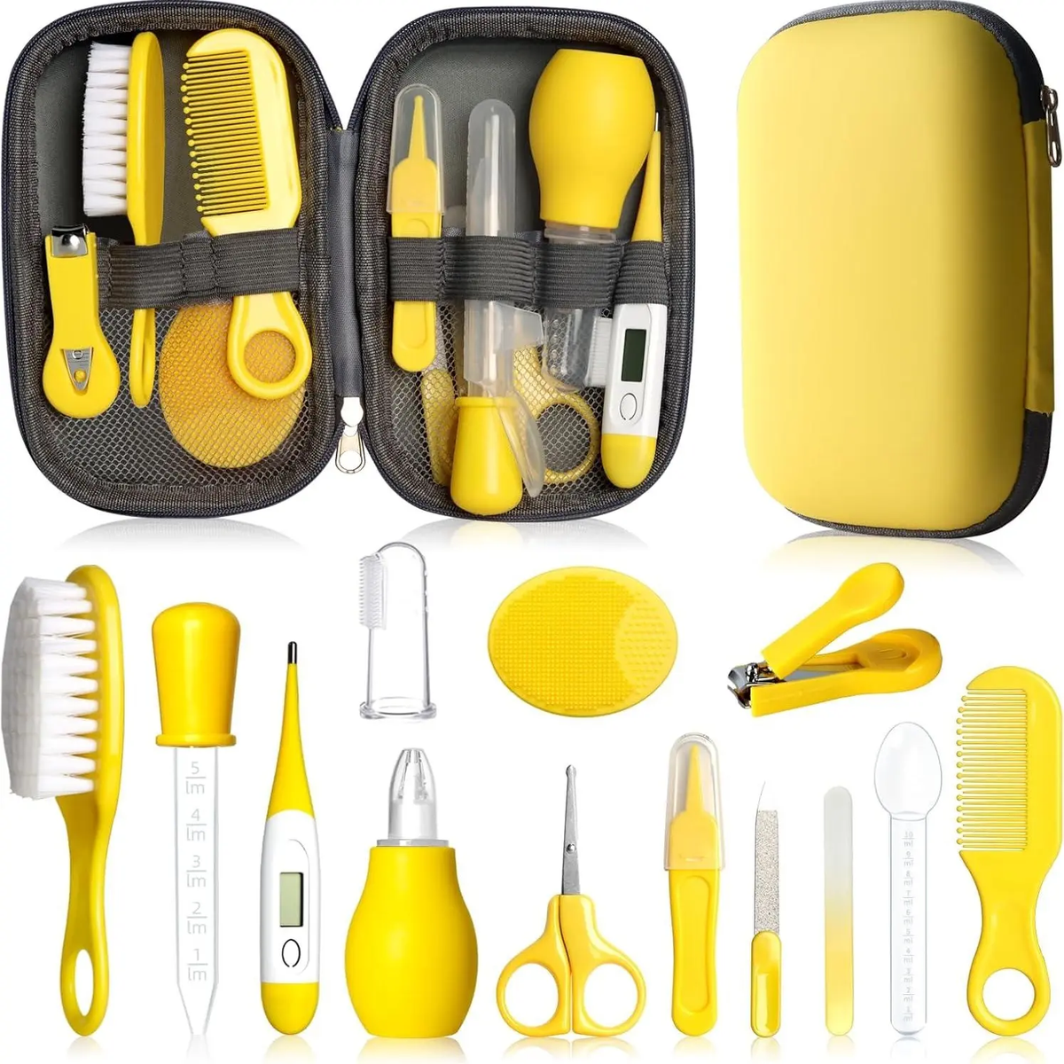 Baby Healthcare and Grooming Kit for Newborn Kids, 24PCS Upgraded Safety Baby Care Kit, Newborn Nursery Health Care Set, Baby Care Product (Grey White)