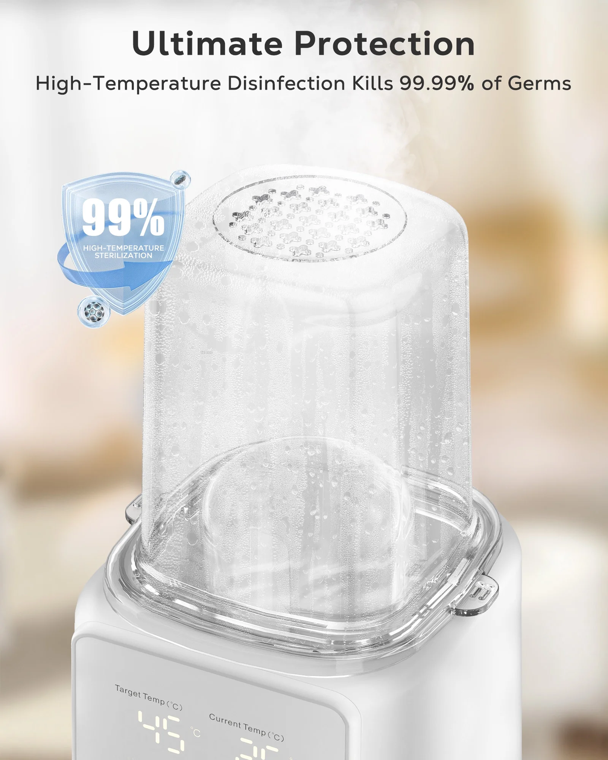 Bottle Warmer, 8 in 1 Fast Baby Milk Portable Warmer with Timer and Temperature Control for Breastmilk or Formula, with Defrost, Sterilizer, Keep, Heat Food, White