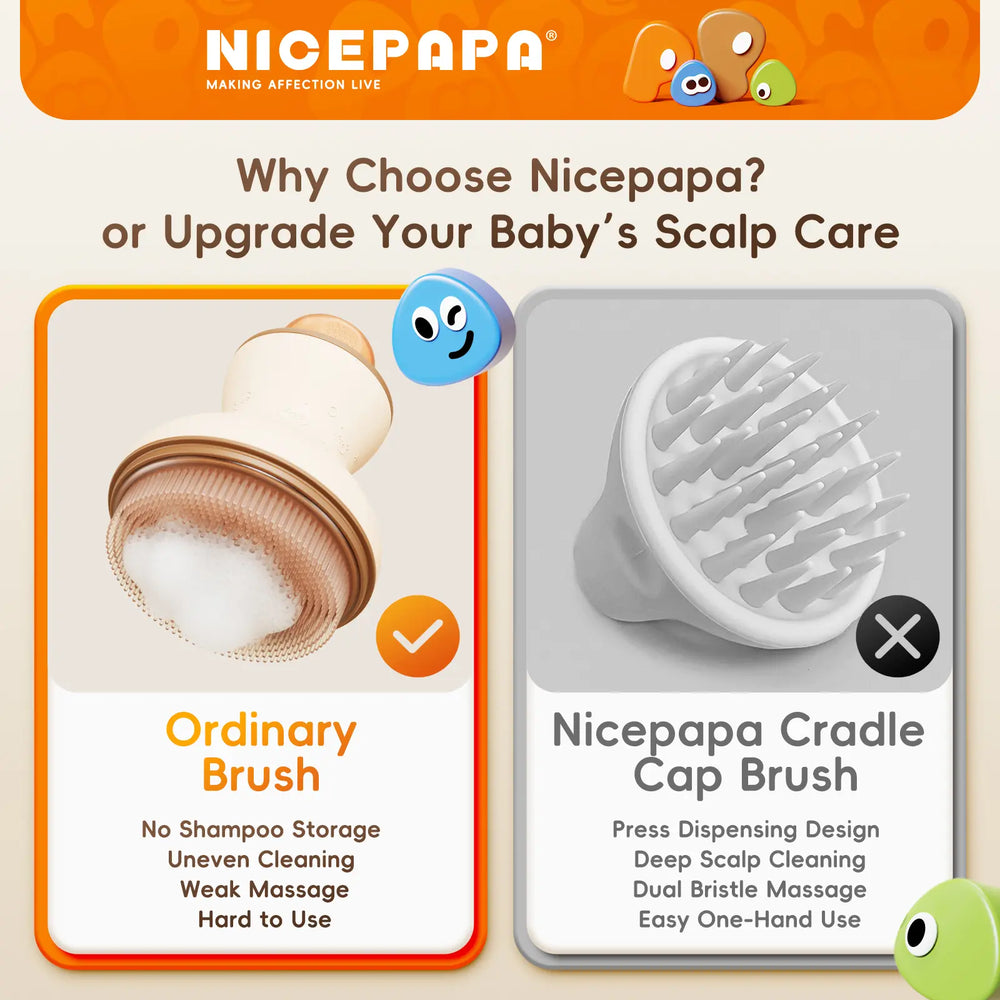 Nicepapa Baby Bath Brush, Baby Cradle Cap Brush, Essential for Baby Dry Skin, Cradle Cap Treatment and Eczema