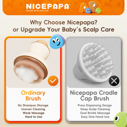 Nicepapa Baby Bath Brush, Baby Cradle Cap Brush, Essential for Baby Dry Skin, Cradle Cap Treatment and Eczema