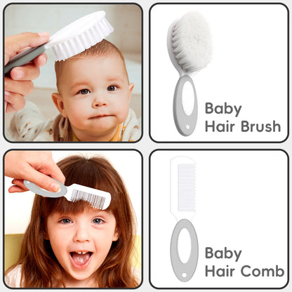 Baby Healthcare and Grooming Kit for Newborn Kids, 24PCS Upgraded Safety Baby Care Kit, Newborn Nursery Health Care Set, Baby Care Product (Grey White)