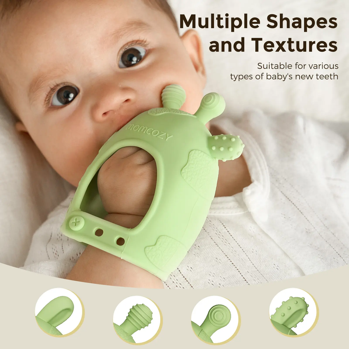 Momcozy Baby Teether Toys Baby Teething Toys|Infant Teether|Baby Teething Relief Food Grade Silicone Teether Baby Toys Baby Teether 0-6 Months|Teething Toy 6-12 Months|Baby Essential