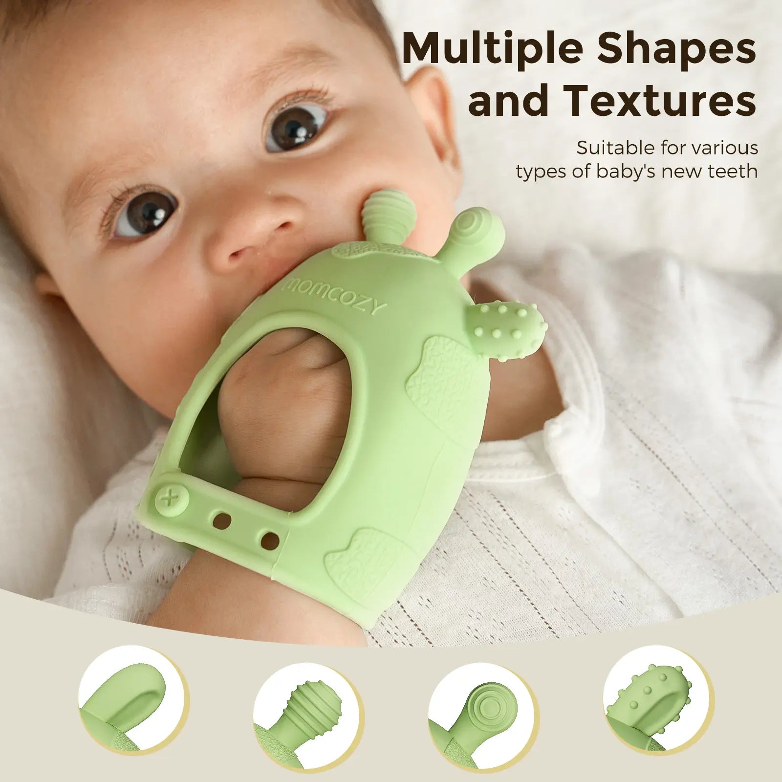 Momcozy Baby Teether Toys Baby Teething Toys|Infant Teether|Baby Teething Relief Food Grade Silicone Teether Baby Toys Baby Teether 0-6 Months|Teething Toy 6-12 Months|Baby Essential