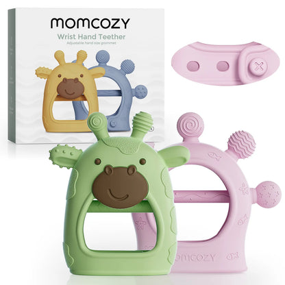 Momcozy Baby Teether Toys Baby Teething Toys|Infant Teether|Baby Teething Relief Food Grade Silicone Teether Baby Toys Baby Teether 0-6 Months|Teething Toy 6-12 Months|Baby Essential