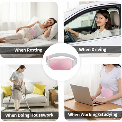 Heating Massage Belt for Menstrual Cramp & Period Pain Relief — Wearable Heat Therapy with Vibration