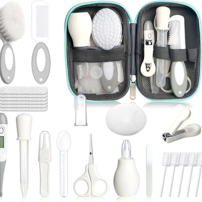 Baby Healthcare and Grooming Kit for Newborn Kids, 24PCS Upgraded Safety Baby Care Kit, Newborn Nursery Health Care Set, Baby Care Product (Grey White)