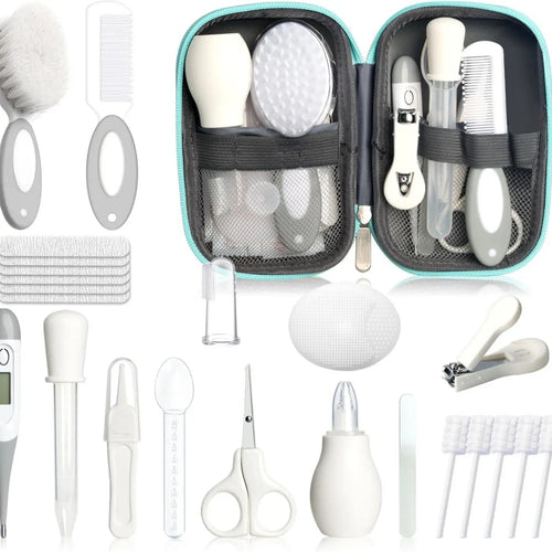 Baby Healthcare and Grooming Kit for Newborn Kids, 24PCS Upgraded Safety Baby Care Kit, Newborn Nursery Health Care Set, Baby Care Product (Grey White)