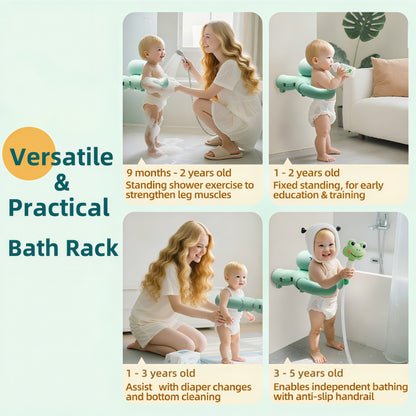 Minijones Baby Bath Stand Suction Cup Wall-Mounted Adjustable Width Portable Standing Shower Holder