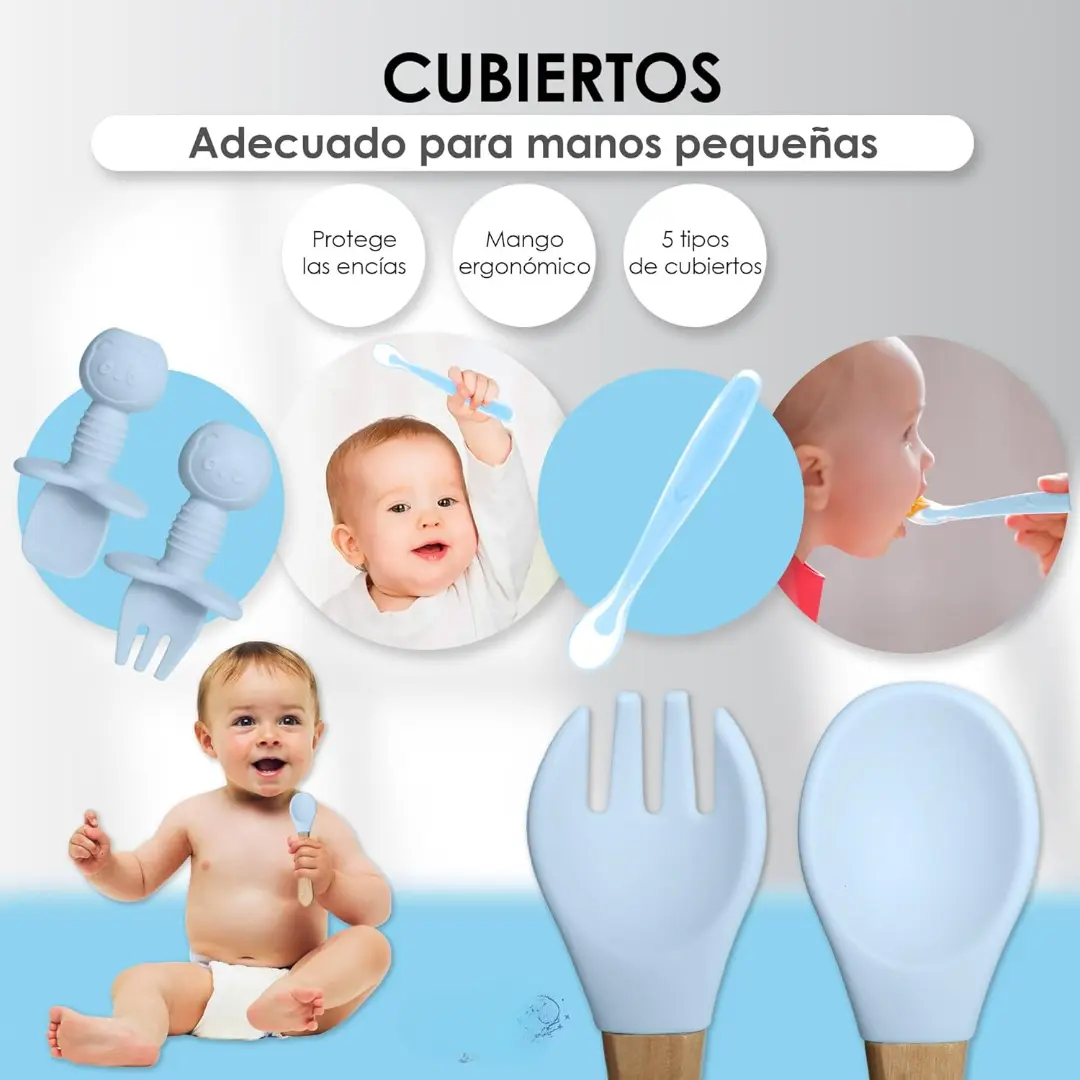 Silicone Baby Feeding Set, BPA Free Baby Feeding Essentials, Baby Suction Bowl, Plates, Bib, Spoons Set, Baby Led Weaning Supplies to Develop Self-Feeding Skills(Green, No Lid)