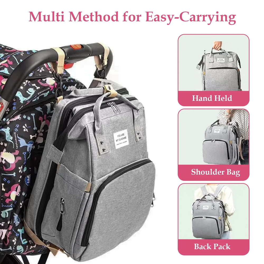 Diaper Bag Backpack, Large Waterproof Baby Bag for Mom with Changing Pad, USB Charging Port, Baby Shower Gifts, Gray