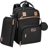 Large Baby Diaper Backpack, Multifunction Waterproof Mom Bag with Changing Pad, Black