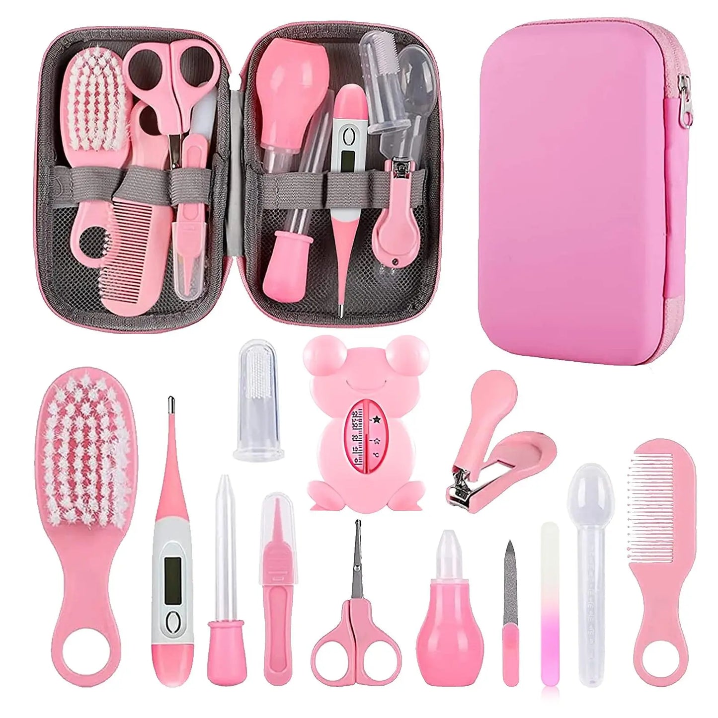 Baby Healthcare and Grooming Kit for Newborn Kids, 24PCS Upgraded Safety Baby Care Kit, Newborn Nursery Health Care Set, Baby Care Product (Grey White)