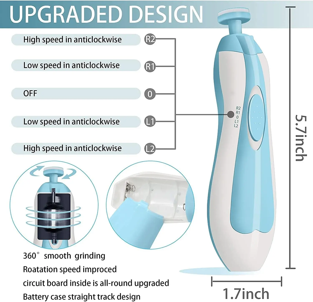 Baby Nail Trimmer Electric and Baby Grooming Kit,Baby Nail Clippers, 6 in 1 Baby Nail File,Nail File Baby Grooming Kit Manicure Set for Toddler or Adults,Blue