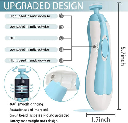 Baby Nail Trimmer Electric and Baby Grooming Kit,Baby Nail Clippers, 6 in 1 Baby Nail File,Nail File Baby Grooming Kit Manicure Set for Toddler or Adults,Blue