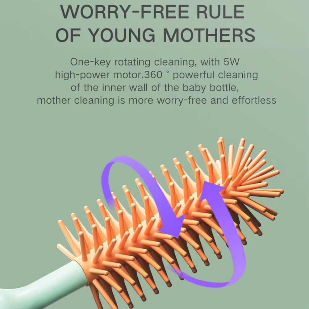 3/4Pcs/Set Electric Silicone Bottle Brush 360° Rotating Baby Pacifier Cup Cleaning Brush Long Handle Kitchen Cleaning Brushes