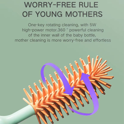 3/4Pcs/Set Electric Silicone Bottle Brush 360° Rotating Baby Pacifier Cup Cleaning Brush Long Handle Kitchen Cleaning Brushes