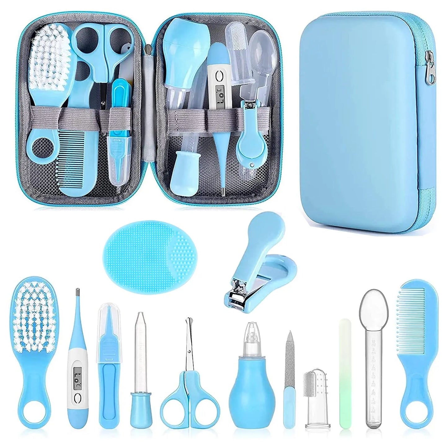Baby Nail Trimmer Electric and Baby Grooming Kit,Baby Nail Clippers, 6 in 1 Baby Nail File,Nail File Baby Grooming Kit Manicure Set for Toddler or Adults,Blue