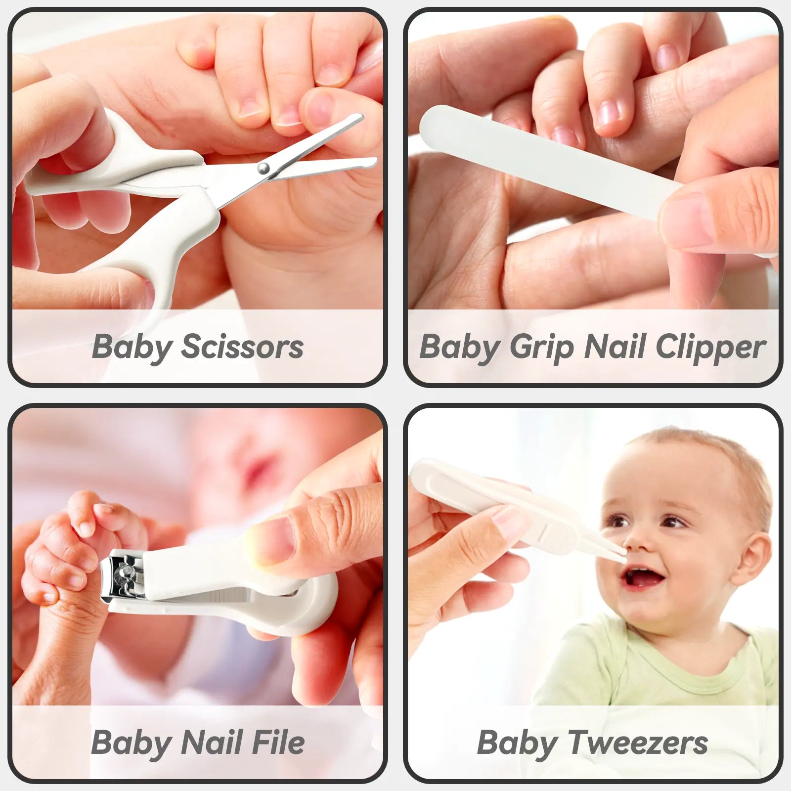 Baby Healthcare and Grooming Kit for Newborn Kids, 24PCS Upgraded Safety Baby Care Kit, Newborn Nursery Health Care Set, Baby Care Product (Grey White)