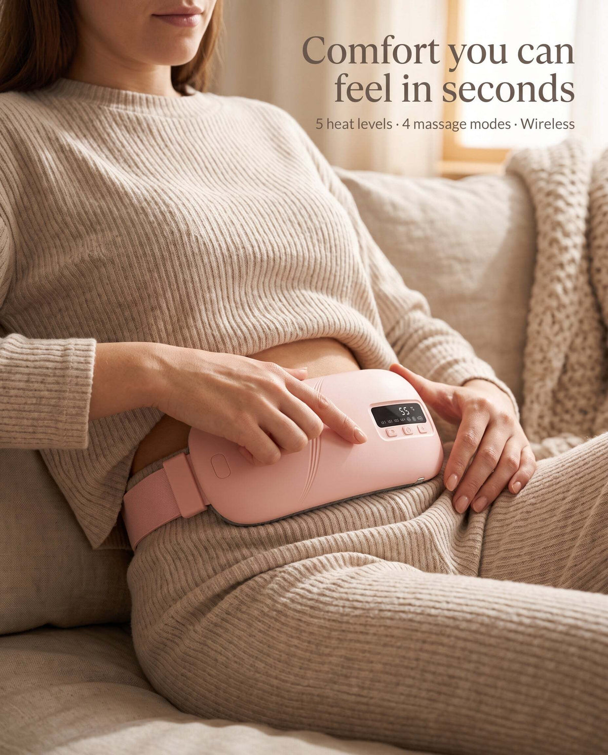 The Bloom | Wearable Heat & Massage Belt for Period Pain Relief