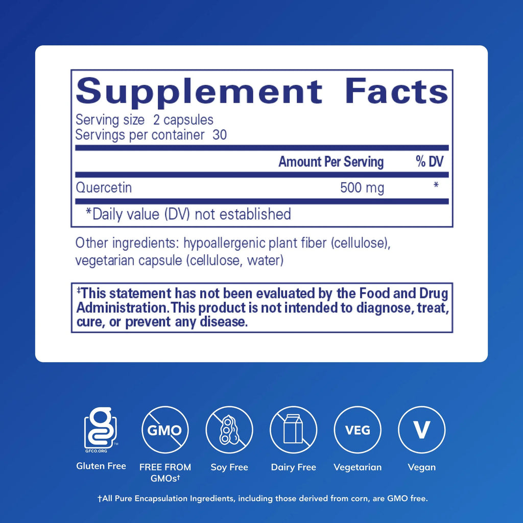 Quercetin - 500 Mg - Immune Support, Cellular Health* & Heart Health* - Antioxidant Supplement - Gluten Free & Non-Gmo - 60 Capsules