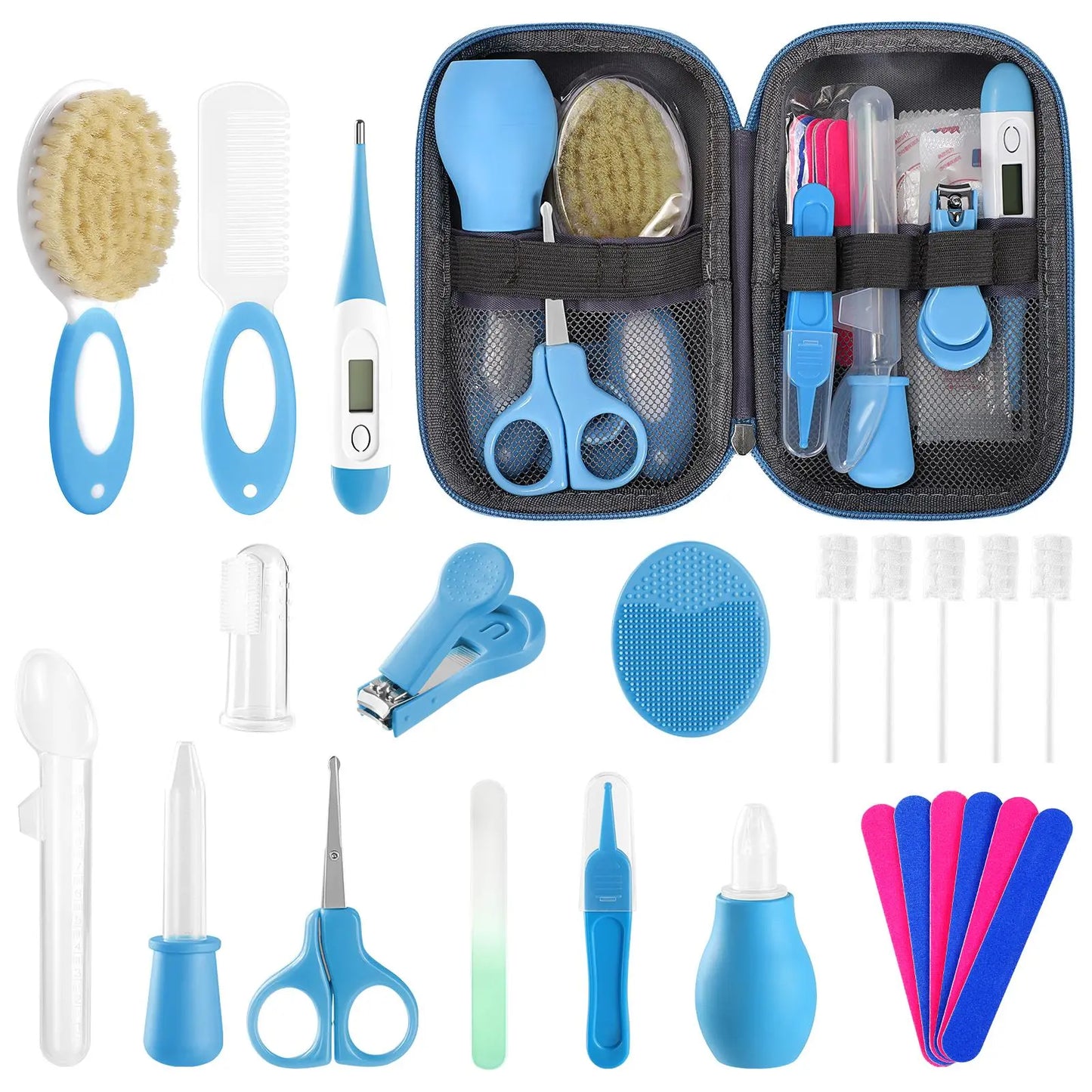 Baby Healthcare and Grooming Kit for Newborn Kids, 24PCS Upgraded Safety Baby Care Kit, Newborn Nursery Health Care Set, Baby Care Product (Grey White)