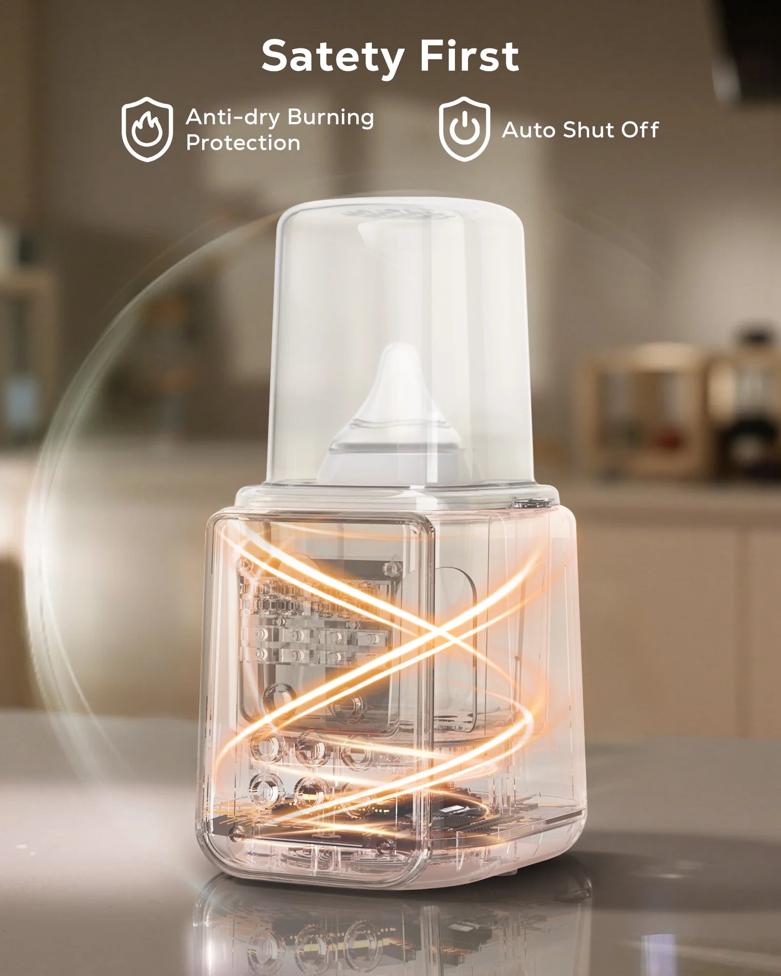 Bottle Warmer, 8 in 1 Fast Baby Milk Portable Warmer with Timer and Temperature Control for Breastmilk or Formula, with Defrost, Sterilizer, Keep, Heat Food, White