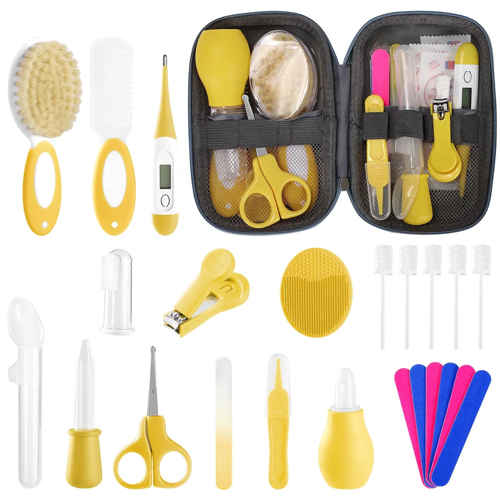 Baby Healthcare and Grooming Kit for Newborn Kids, 24PCS Upgraded Safety Baby Care Kit, Newborn Nursery Health Care Set, Baby Care Product (Grey White)