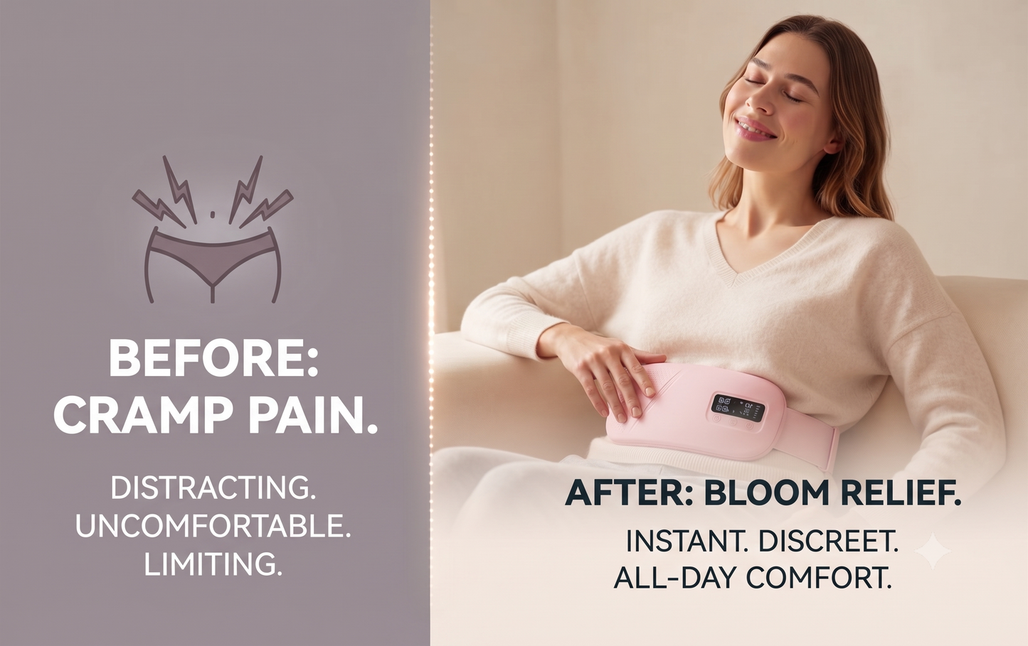 The Bloom™ | Wearable Heat & Massage Belt for Period Pain Relief