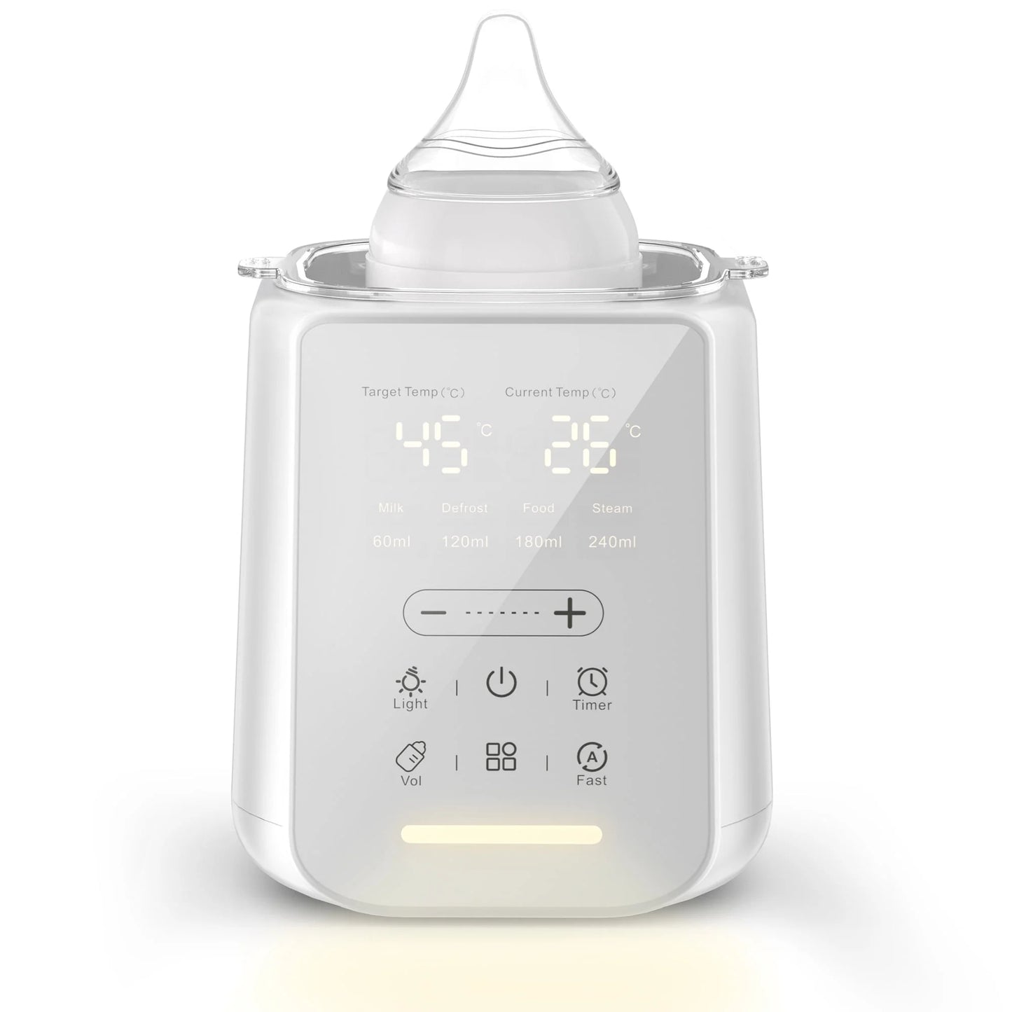 Bottle Warmer, 8 in 1 Fast Baby Milk Portable Warmer with Timer and Temperature Control for Breastmilk or Formula, with Defrost, Sterilizer, Keep, Heat Food, White