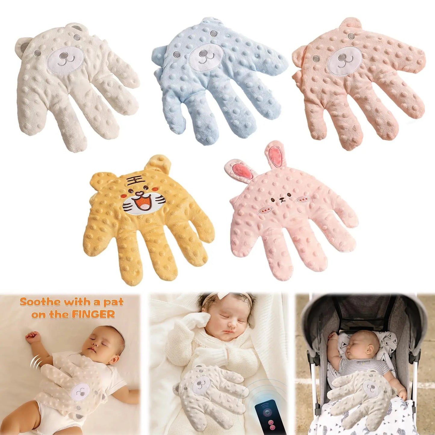 Baby Soothing Palm, Baby Patter for Sleep, Baby Startle Prevention Hand Glove Electric Baby Hand Pillow Red Bean Filling Cute Baby Soothing Palm for Newborns Baby Girls Boys (Pink Rabbit)