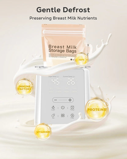 Bottle Warmer, 8 in 1 Fast Baby Milk Portable Warmer with Timer and Temperature Control for Breastmilk or Formula, with Defrost, Sterilizer, Keep, Heat Food, White