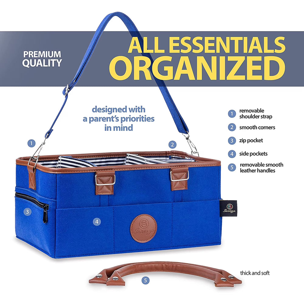 Diaper Caddy Organizer Bag Storage Tote for Baby Stuff Gifts for Moms Blue