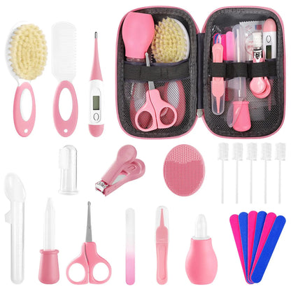 Baby Healthcare and Grooming Kit for Newborn Kids, 24PCS Upgraded Safety Baby Care Kit, Newborn Nursery Health Care Set, Baby Care Product (Grey White)